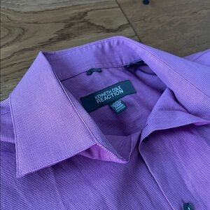 Kenneth Cole Reaction Men's Lavender Micro-Check Dress Shirt